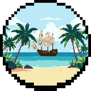 Uma baía tropical com um navio à vela